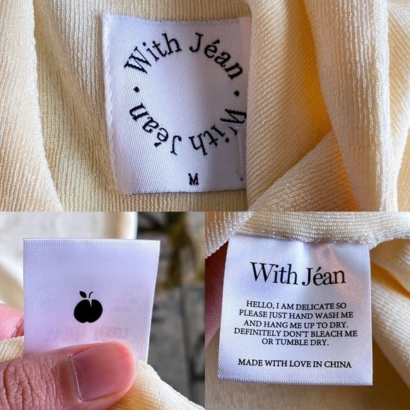 With Jean Top Erin Wrap-Around Halter Keyhole Crop Slinky Buttercream M EUC - Picture 3 of 8